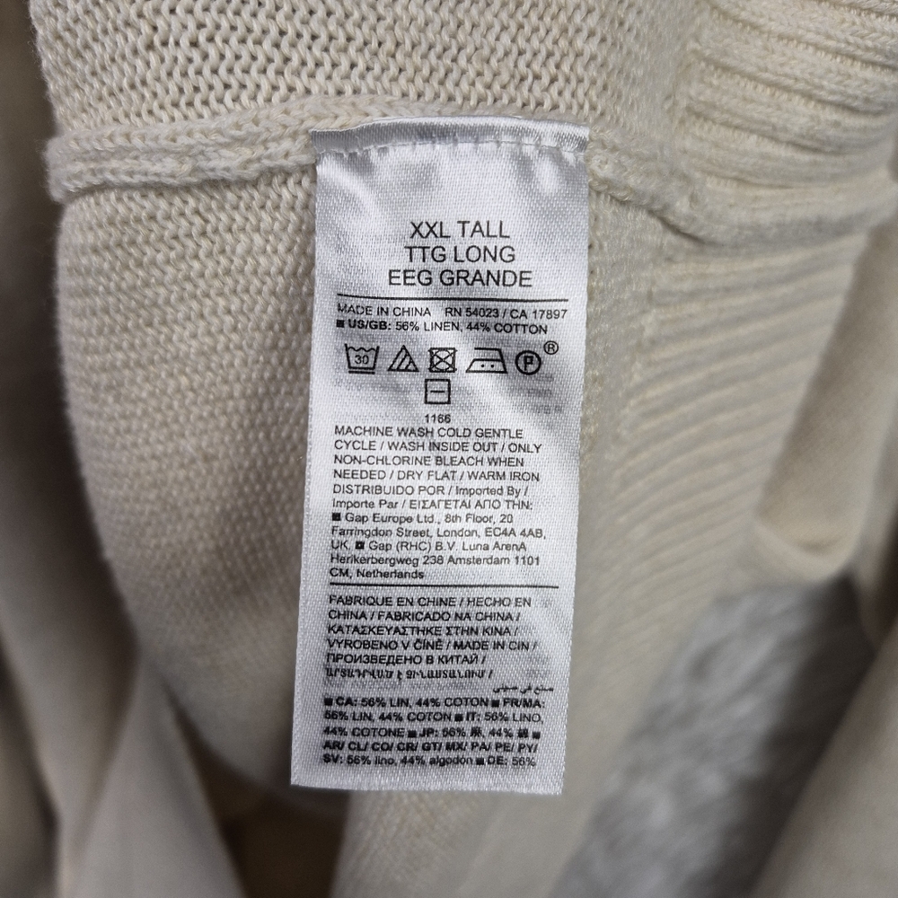 Banana Republic Beige Giorgio Linen Cotton Blend Sweater Mens 2XLT Quiet Luxury - Picture 5 of 8